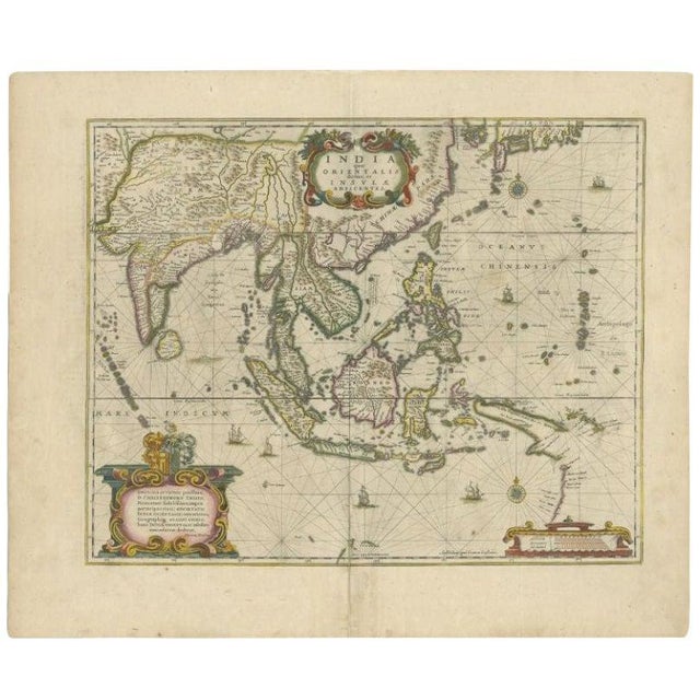 Antique Map of the East Indies by Janssonius, 1644 For Sale