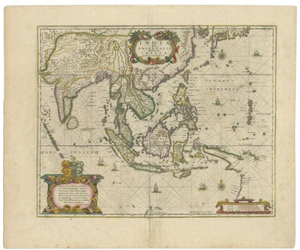 Antique Map of the East Indies by Janssonius, 1644