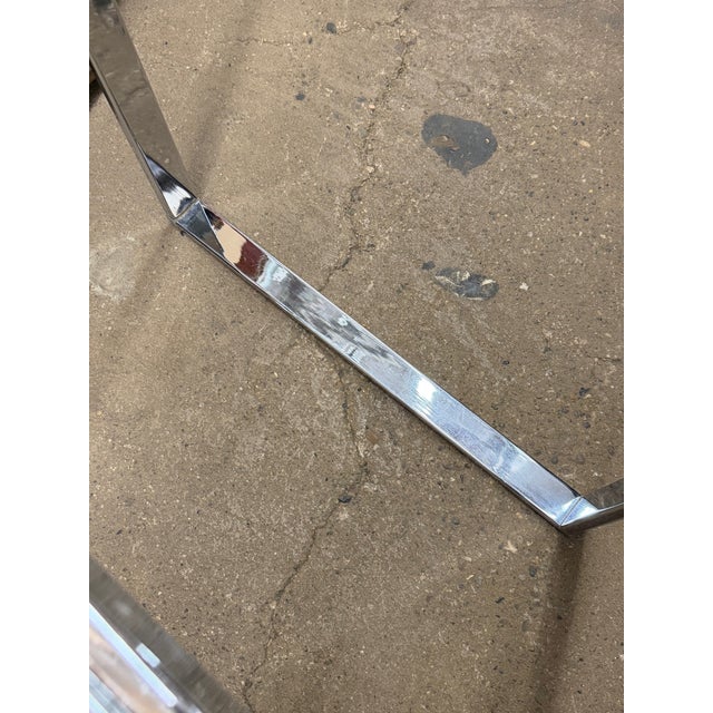 Mid Century Modern Sculptural Chrome Rectangular Glass Top Occasional Side Table For Sale - Image 15 of 16