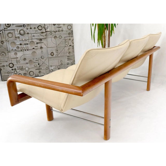 Leather and Teak Midcentury Danish Modern Floating Sofa For Sale - Image 10 of 11