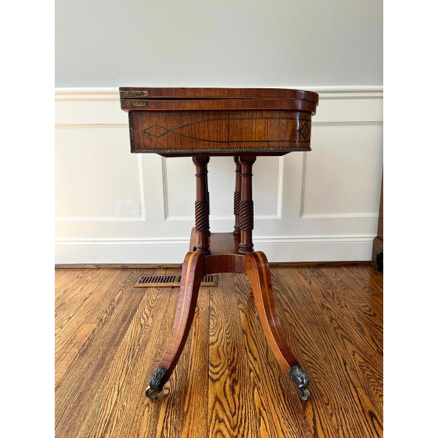 Brown c. 1840-1860 Duncan Phyfe Style Flip Top Game Table For Sale - Image 8 of 13