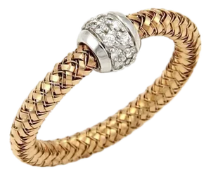 Roberto Coin Primavera Diamond 18k Rose & White Gold Band Ring - Size 6.25