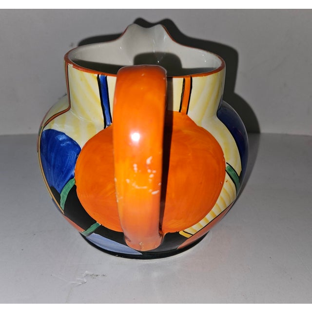 Art Deco Hand-Painted Geometric Jug from Crown Devon, 1930s For Sale - Image 3 of 8