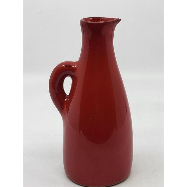 Mid-Century Modern Vintage French Ceramic Bottle in Red by Robert Picault for Vallauris, 1950 For Sale - Image 3 of 14
