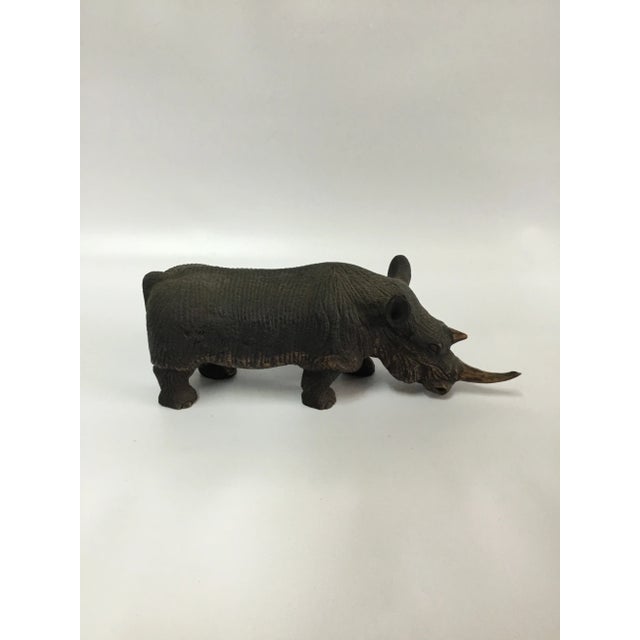 Rhino Carved Statue 1970s For Sale - Image 11 of 11