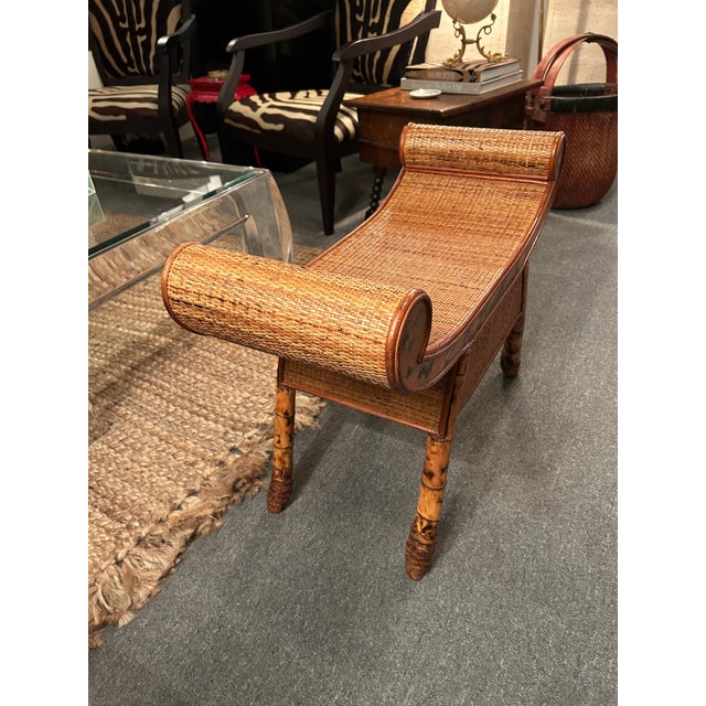 Rattan & Bamboo Organic Modern Bench For Sale - Image 10 of 13