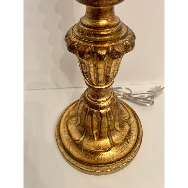 Pair Tall Italian Giltwood Lamps For Sale - Image 9 of 12