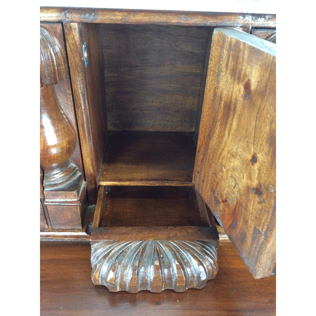 Brown Vintage Walnut Chippendale Style Open Front Writing Desk With Brass Hardware For Sale - Image 8 of 18