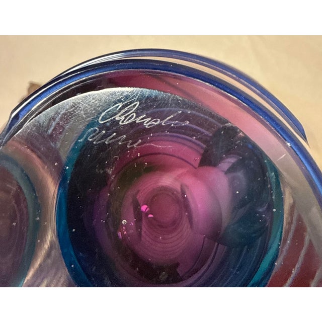 High Quality Vintage Hand Blown Italian Murano Signed Art Studio Glass Vase For Sale - Image 14 of 14
