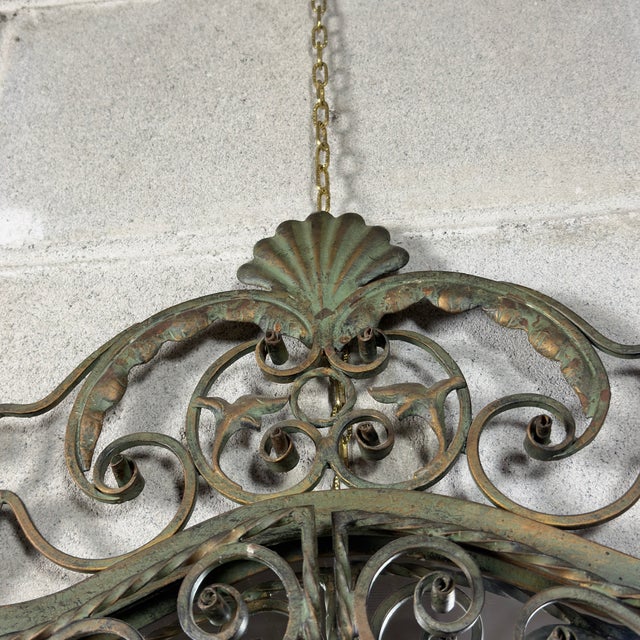 Antique Wrought Iron Mirror with Floral Doors, 1940s For Sale - Image 4 of 10
