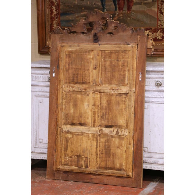 Tan 19th Century French Black Forest Carved Bleached Oak Wall Mirror With Bird Crest For Sale - Image 8 of 8