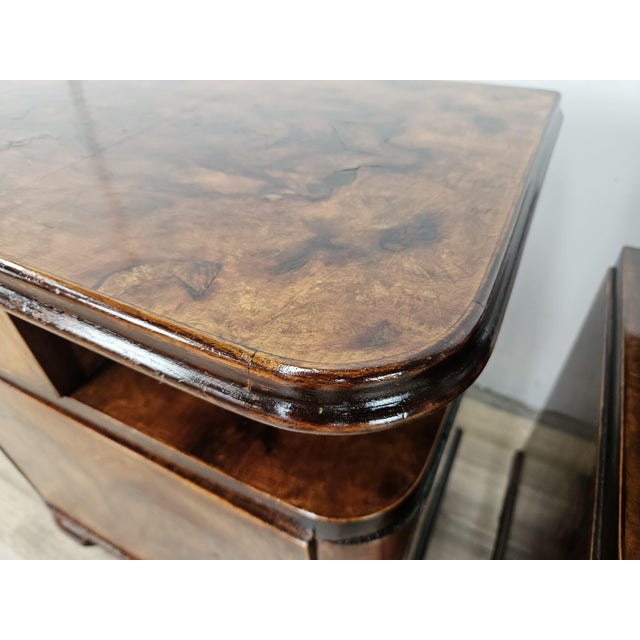 Brown Italian Burl Bedside Tables, 1950, Set of 2 For Sale - Image 8 of 18