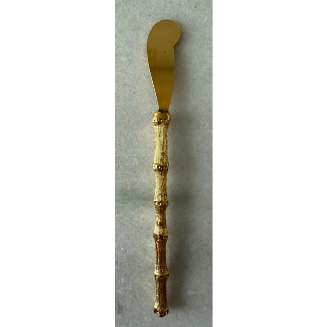 Mid 20th Century Vintage Gold Plated Bamboo Cocktail Knives - Set of 6 For Sale - Image 5 of 11
