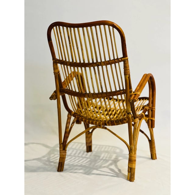 Late 20th Century Vintage Albini Style Bamboo and Rattan Child's Lounge Chair For Sale - Image 4 of 10