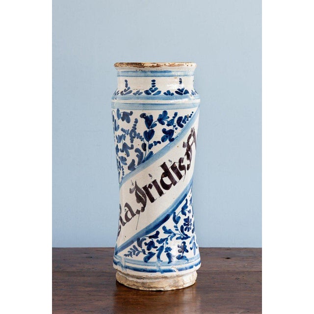 18th Century Spanish Blue & White Albarello Jar For Sale - Image 11 of 11
