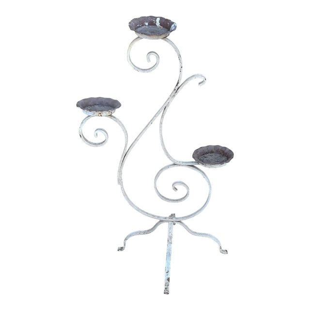 Antique Victorian Wrought Iron Outdoor Garden Plant Stand For Sale