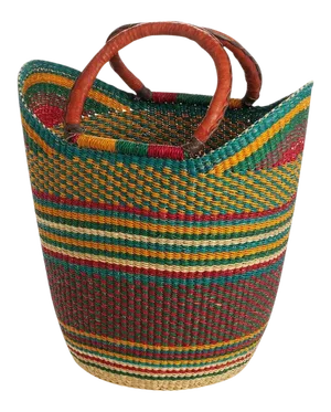 Yikene Bolga Ghana Orange Woven Shopping Basket
