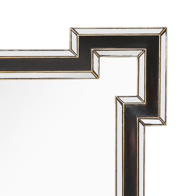 Mid-Century Etruscan Key Form Segmented Umber Lacquered & Giltwood Lined Mirror For Sale - Image 4 of 9