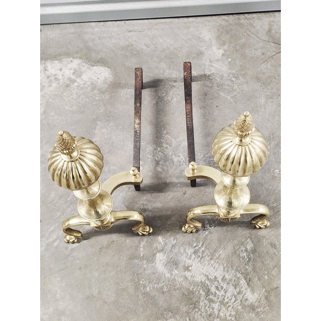 Mid 19th Century Antique English 19th Century Brass Andirons - A Pair For Sale - Image 5 of 11