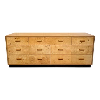 Vintage Henredon "Scene Two" Burled Olive Wood Dresser For Sale