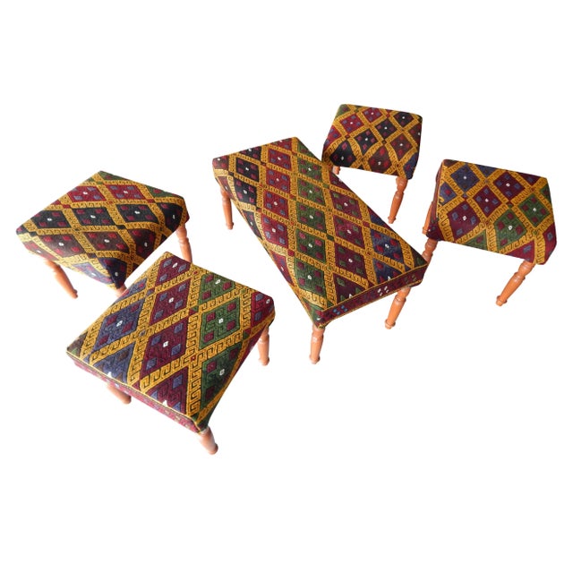 Kilim Bench Upholstered With Turkish Kilim Rug For Sale - Image 10 of 13