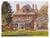 This gouache painting captures a charming brick house in Englewood, Colorado, enveloped in soft, natural light. The warm...