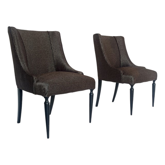 Set of Brown Fabric Armchairs, 1950s For Sale