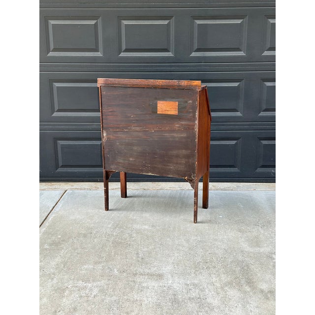Antique Early 20th Century Quarter Sawn Oak Drop Front Secretary With Drawers - Solid Wood Accent Chest With Ring Pulls For Sale - Image 15 of 17