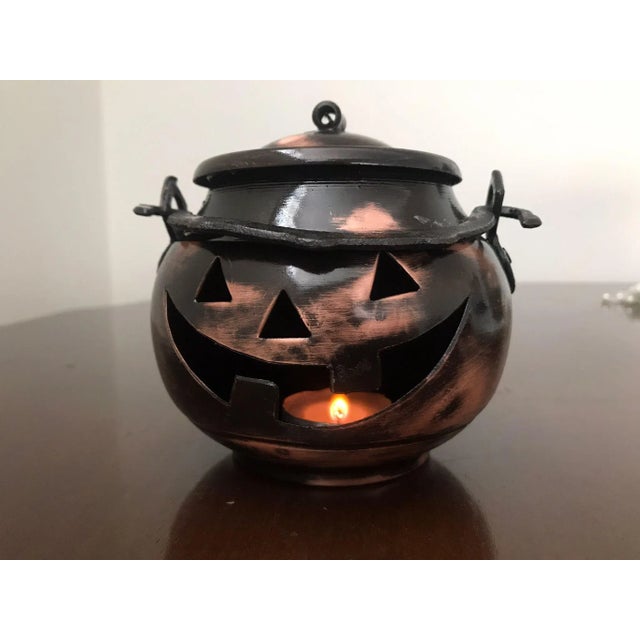 Vintage Decorative Turkish Copper Candle Holder For Sale - Image 10 of 11