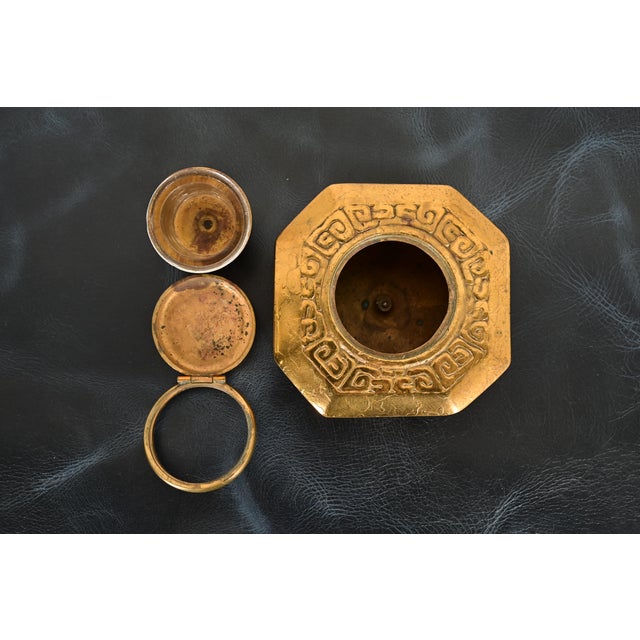 Tiffany Studios New York Zodiac Bronze Doré Inkwell For Sale - Image 11 of 15