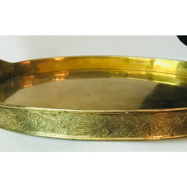 Vintage Large Etched Brass Tray Chairish