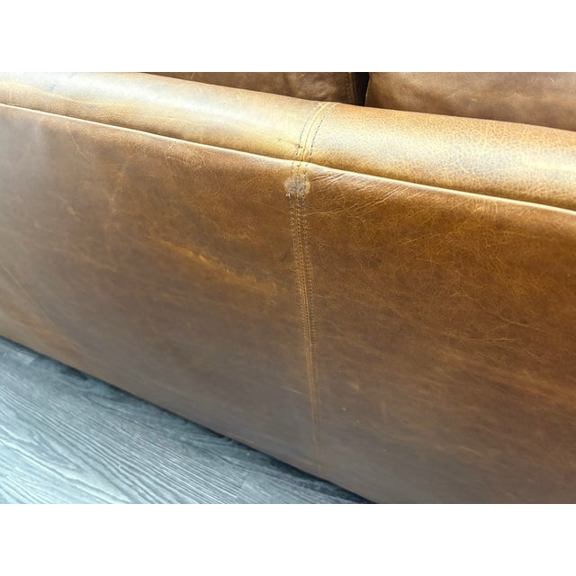 Rh Maxwell Leather 2-Cushion Sofa | Italian Brompton Leather – Cocoa | Down-Feather Fill For Sale In Columbus - Image 6 of 18