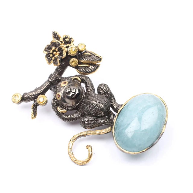 This is part of Chairish’s Fine Jewelry assortment. Most Adorable Sterling Silver Oxidized and Polished with Vermeil...