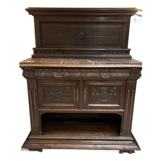 Late 19th Century Renaissance Revival Carved Buffet With Marble Top For Sale