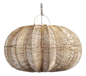 Split Raw Rattan Pumpkin Pendant Light 40"