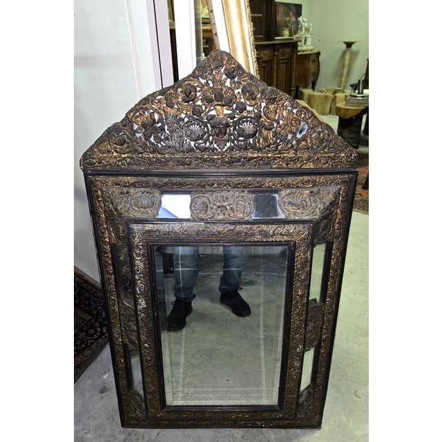 Antique Napoleon III Mirror in Repoussé and Patinated Copper For Sale - Image 4 of 9
