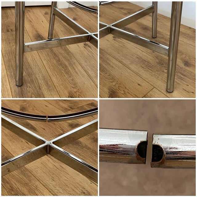 Vintage Maison Jansen Style, Campaign Pace Director Arm Chair, Suede Leather Chrome and Brass For Sale - Image 10 of 11