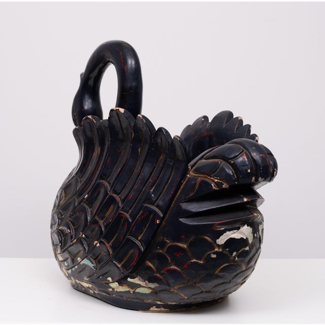 Large Mid-Century Black Wooden Swan, 1960s For Sale - Image 10 of 13