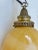 Metal Light Pendant : Vintage Murano Style Very Large Oval Shaped Blown Glass Pendant With “Onyx” Glass Swirl Golden Coloration and Brass Fittings For Sale - Image 7 of 12