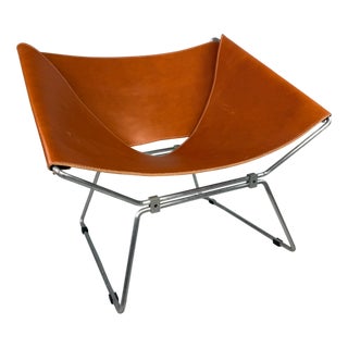 AP-14 Cognac Leather Chair by Pierre Paulin for A. Polak, 1955 For Sale