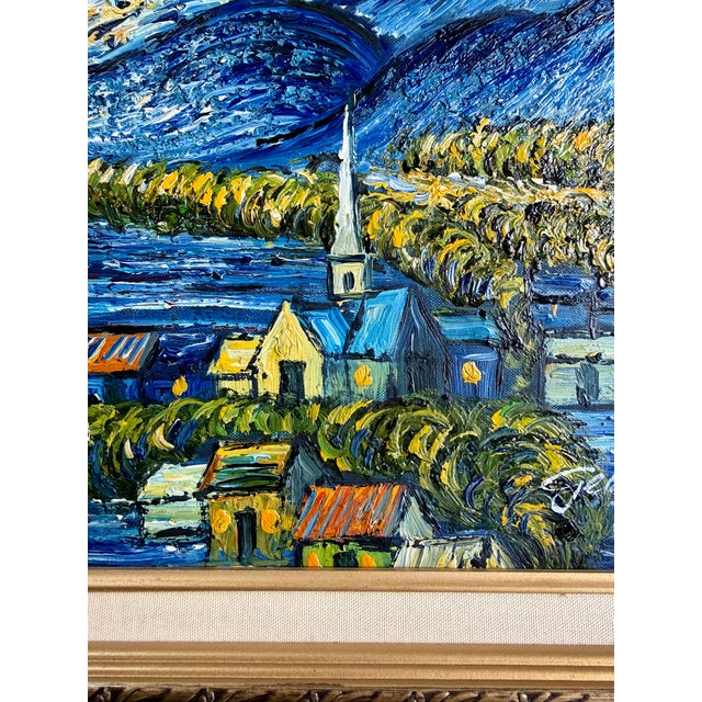 Late 20th Century Oil on Canvas After Van Gogh “The Starry Night” For Sale - Image 4 of 16
