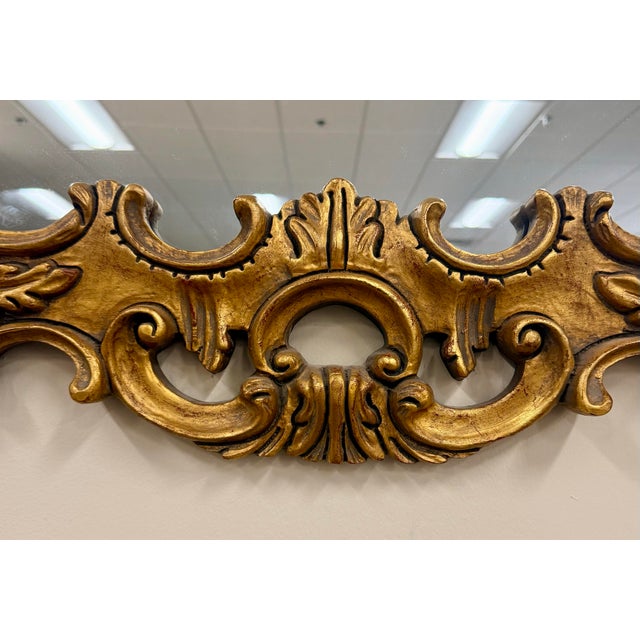 Rococo Large Italian Rococo Giltwood Wall Mirror With Carved Foliate Frame For Sale - Image 3 of 6