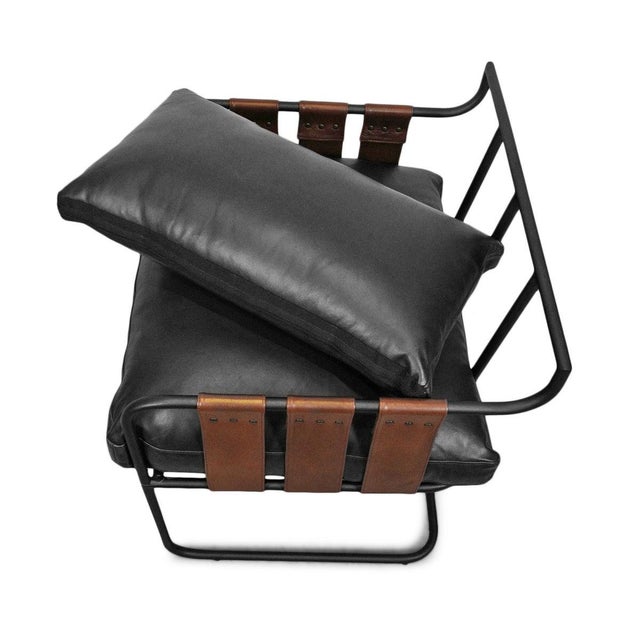 Black Leather Strap Easy Chair For Sale - Image 8 of 9