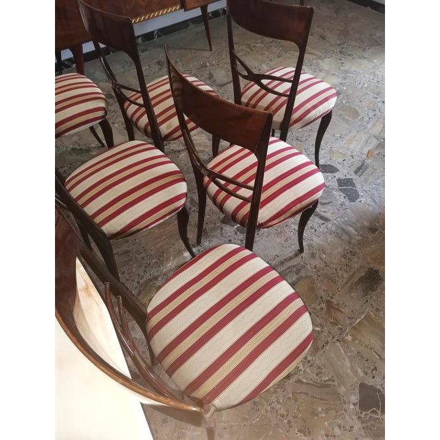 Chairs in Wood and Cream & Burgundy Fabric, 1960s, Set of 6 For Sale - Image 17 of 18