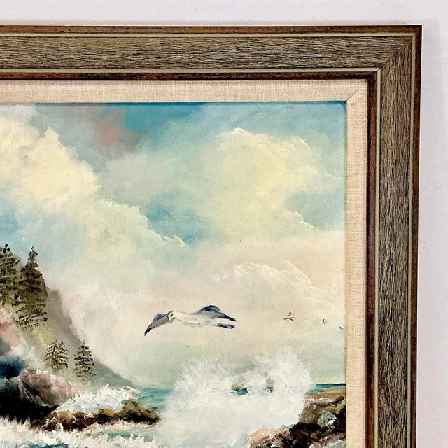 1980s Mid-Century Impressionist Coastal Seascape Original Oil Painting, “Old North Sea”. For Sale - Image 5 of 14