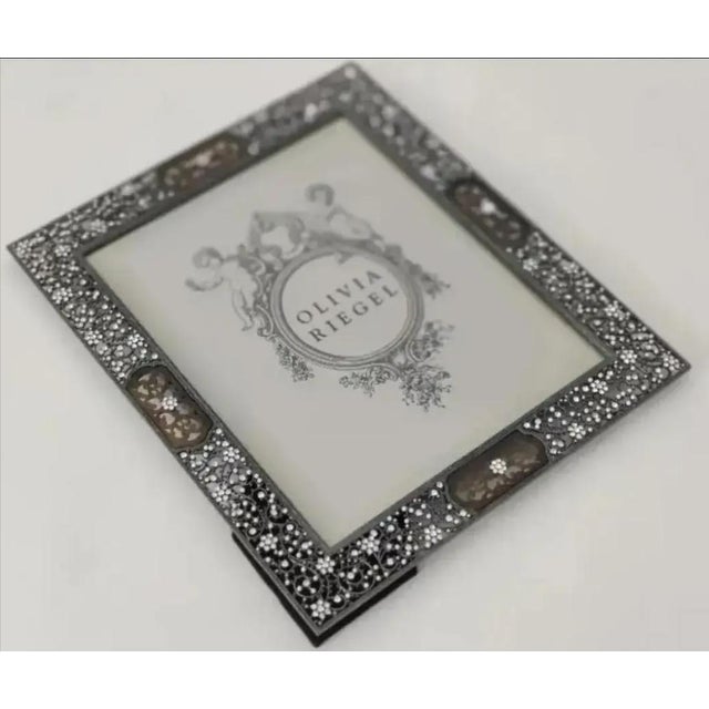 DETAILS: Retired Olivia Riegel Queen Anne's Lace picture frame. Made of bronze finished pewter filigree and faux tortoise...