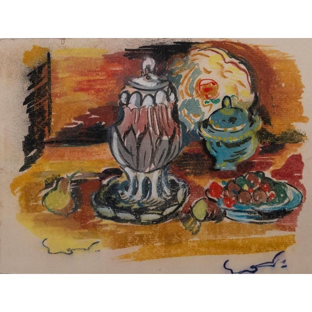 Emile Othon Friesz, Still Life with Jam Pot, Gouache on Paper For Sale - Image 6 of 6