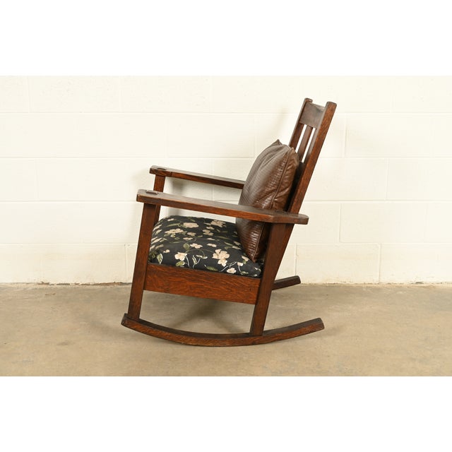 Stickley Brothers Antique Mission Oak Arts & Crafts Rocking Chair, Circa 1910 For Sale - Image 12 of 14