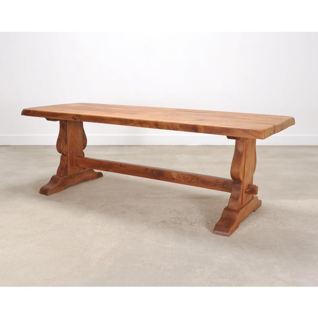 Early 20th Century Country French Provincial Oak Farmhouse Dining Table 7Ft For Sale - Image 5 of 18