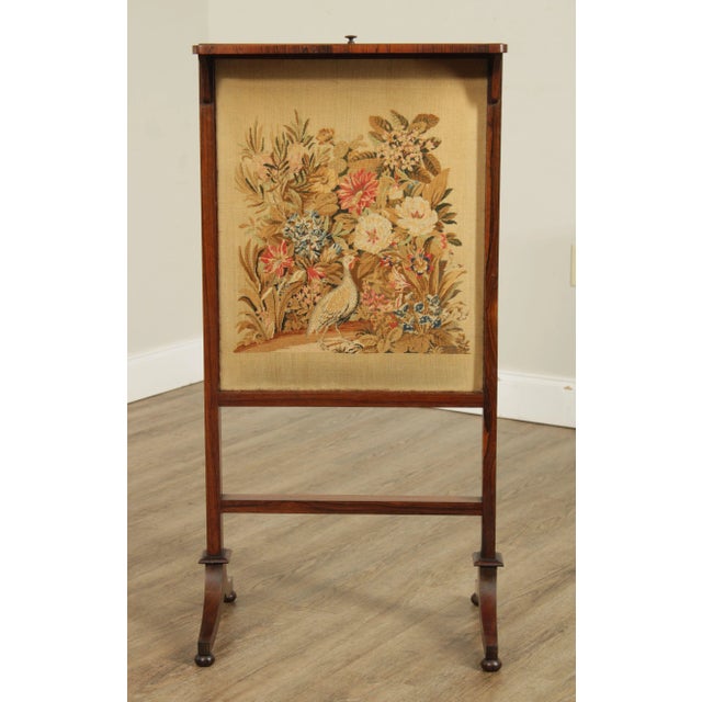 High Quality English Rosewood Fire Screen, Fine Needlepoint Work